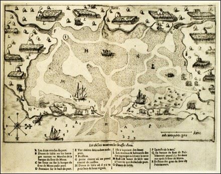 Samuel de Champlain map of the Nauset village, July 1605.